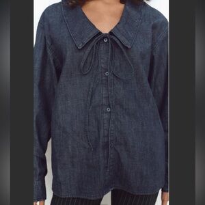 NEW! Zara TRF DENIM SHIRT WITH BIB COLLAR
